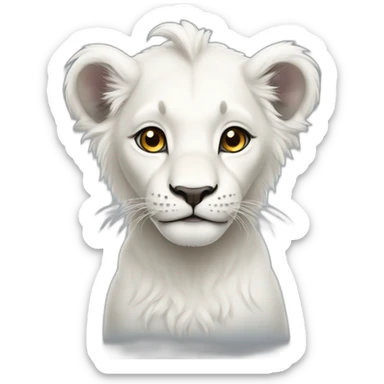 White baby lion sticker