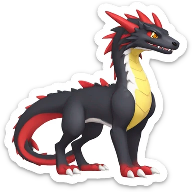 Anthro Cute cool black red white yellow nargacuga-dragon sergal animal hybrid Fakemon full body sticker