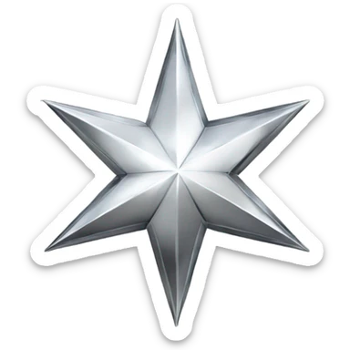 Silver chrome four-point star diamond but black sticker