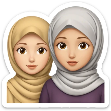 A girl with hijab and no hijab girl with curly hair sticker