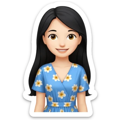 Long black hair girl wearing a maxidress being a girly girl professional  sticker