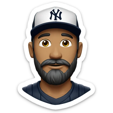 Hombre con barba corta, gorra negra de los new york yankees y piel blanca sticker