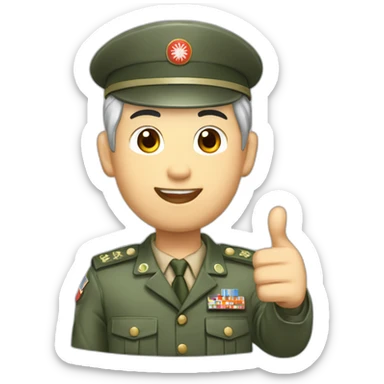 Taiwanese guy gray hair where soldier uniform thumb up sticker