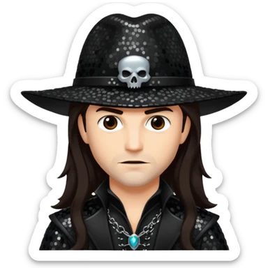 Gabriel Van Helsing from Van Helsing with long dark brown hair, black sequin outfit sticker