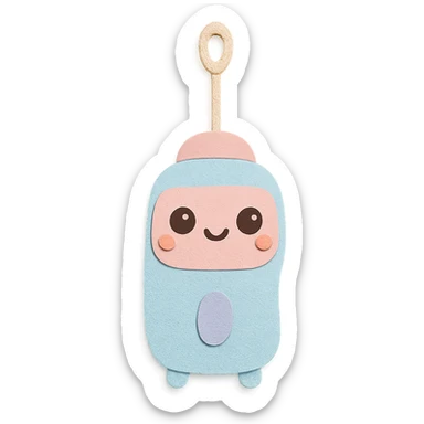 cute milk frother, full body, big round eyes, soft pastel kawaii style sticker