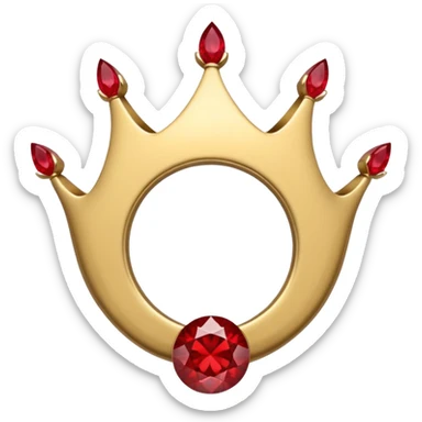 couronne en or à 3 pointes avec un énorme rubis au centre en cabochon sticker