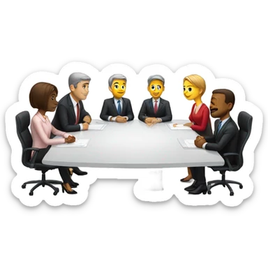 5 people business meeting sitting at a table sticker