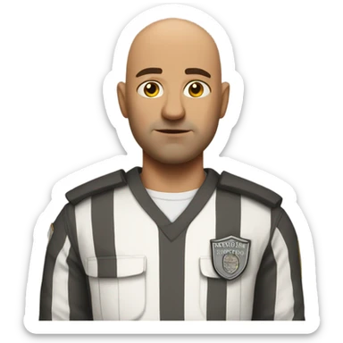 Bald man in jail sticker