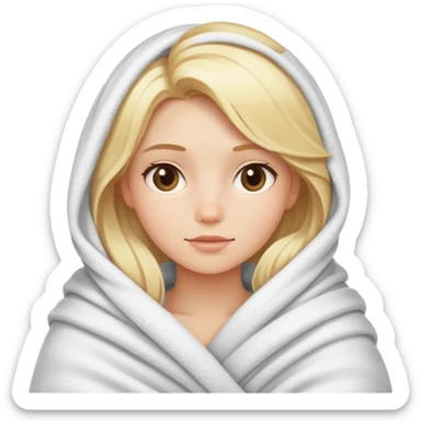 Blonde girl wrapped in blanket sticker