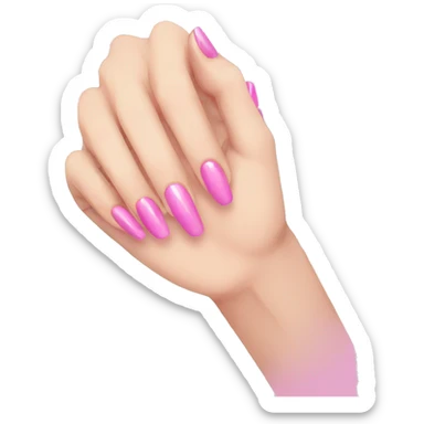 big slay anime hand with pink fingernails sticker