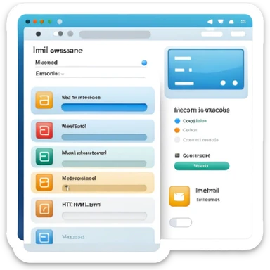 Create a professional emoji for UX/UI design. Show a program interface with two windows: one displaying HTML code, and the other showing the completed web interface. Use modern, professional colors. Do not include any emojis or smiley faces. Make the background transparent. sticker
