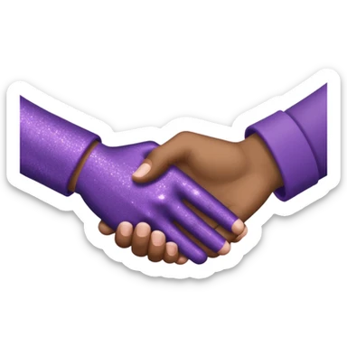 Glitter Purple and Cian handshake sticker