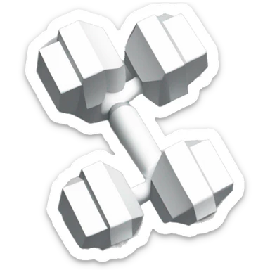 make an abstract design of a dumbell, all white  sticker