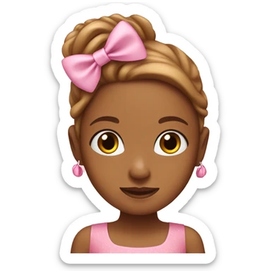caramel girl wearing pink bow and pink dress sticker