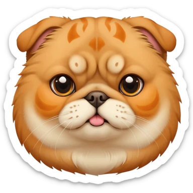 Orange fat pug face fluffy cat  sticker