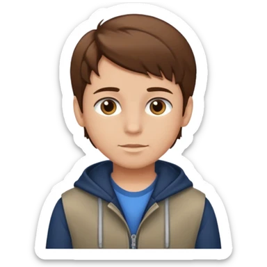 Create emoji of a boy with brown hair and brown eyes too, he is very modern  sticker