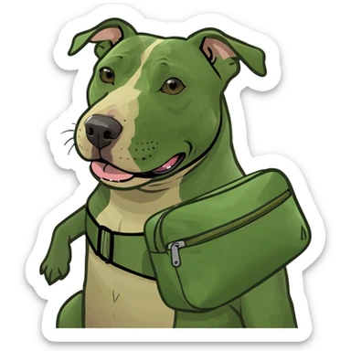 Pitbull standing upright with a full kangaroo pouch  sticker
