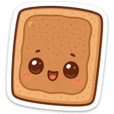 chibi brown sugar cinnamon poptart with light brown frosting and cinnamon sugar sprinkle, cute face with expressive eyes sticker