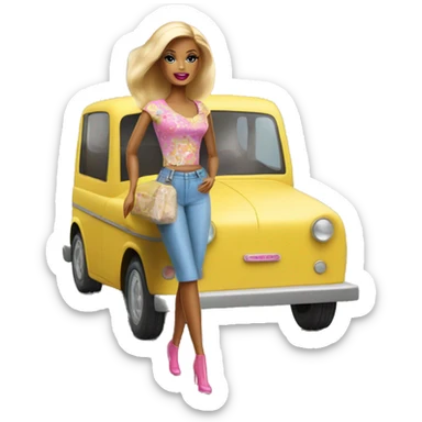 Barbie arriving at auntie house sticker