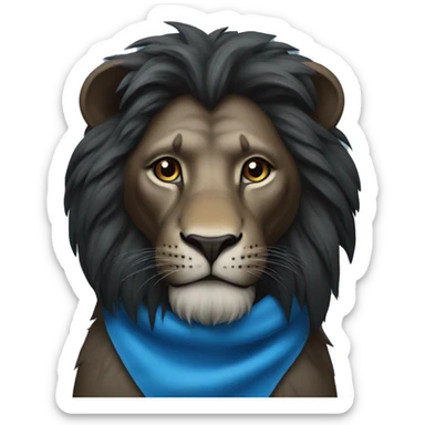 Black lion that looks like simba wearing a blue bandana  sticker