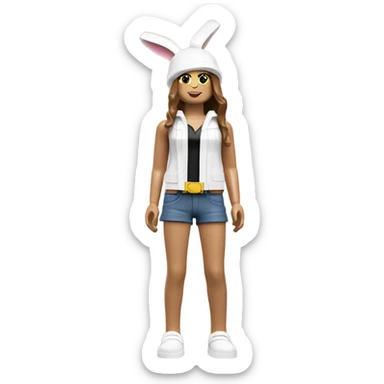 Lego toy whole body with rabbit hat white girl sticker