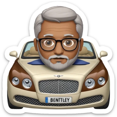 Abid abedi as Principalwith his Bentleyo ilder indian man with glasses and graying hear and beard sticker