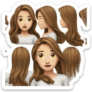 White Girl with long brown hair flipping her hair sticker