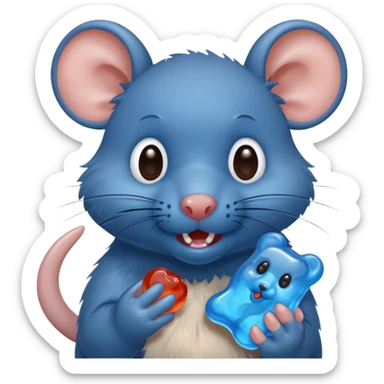 raton comiendo gomita azul sticker