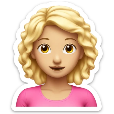 blonde girl in yoga pose in pink sticker