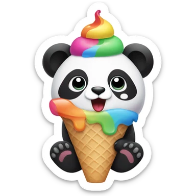 Panda eating ice cream sticker