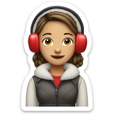 Girl with red earmuffs  sticker