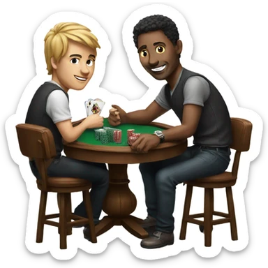 Friends at a poker table sticker