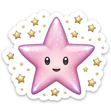shooting star pale pink colored glitter  sticker