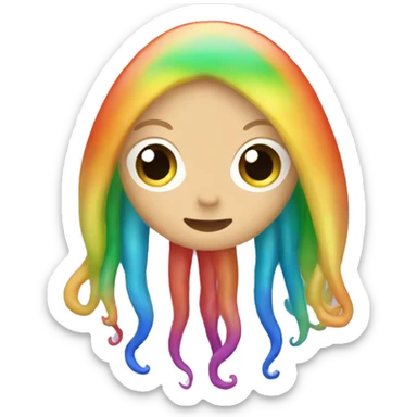 Rainbow squid with blonde long hair  sticker