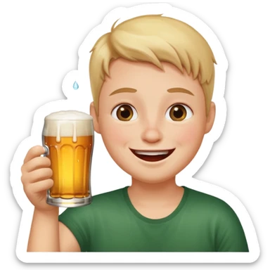 it should be a laughing emoji like a round face pointing forward and crying with laughter with a glass of beer in his other hand  sticker