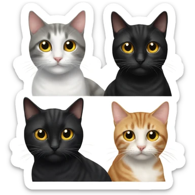 Two black cats and two tabby cats  sticker
