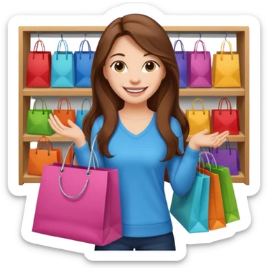 woman with long hair buys clothes in a store, shopping vibe sticker
