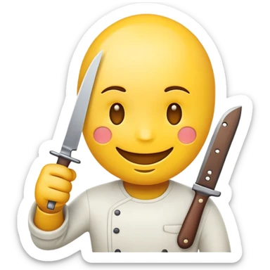 Yellow émoji avec un couteau  sticker