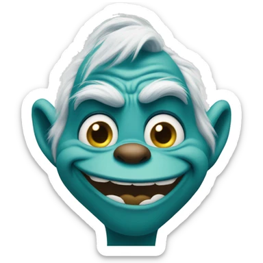 Blue grinch smirkly smiling sticker