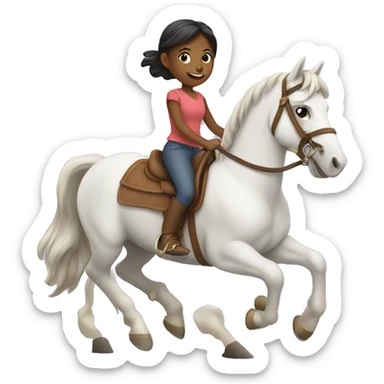 Girl pretending to ride a horse sticker