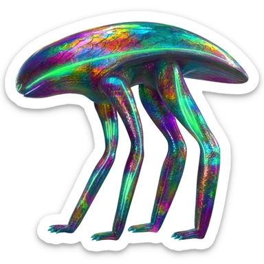 Shiny Epic Edgy Cool Colorful Vibrant Modern Vernid-Protogen-creature-animal, full body sticker