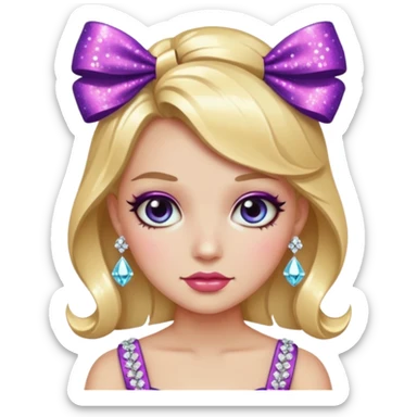 arma com laço e strass brilho baddie sticker