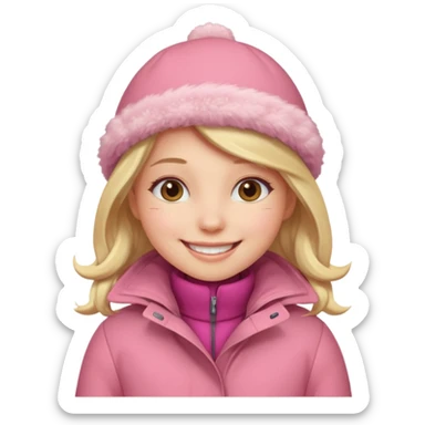 Girl wearing warm pink winter coat sticker