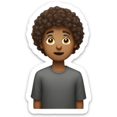 brown boy with short curly hair face palm sticker
