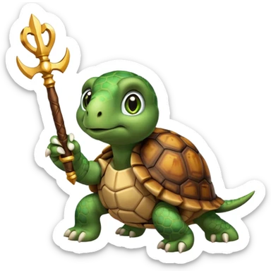 royal staff tortiose with scepter in left hand sticker