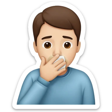 person covering their mouth with their hand while coughing, simple and expressive sticker