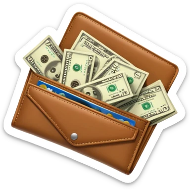 Aviator money emoji, wallet full of cash, casino vibe, premium 3D emoji style, clean, no background
 sticker