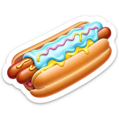 Melting neon ice cream hot dog  sticker