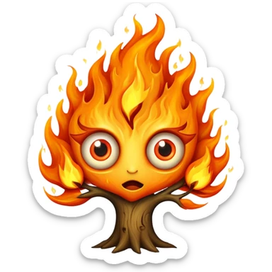 a tree made of flames with eyes sticker