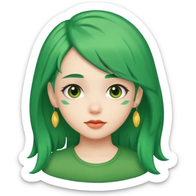 girl with green hair clip sticker